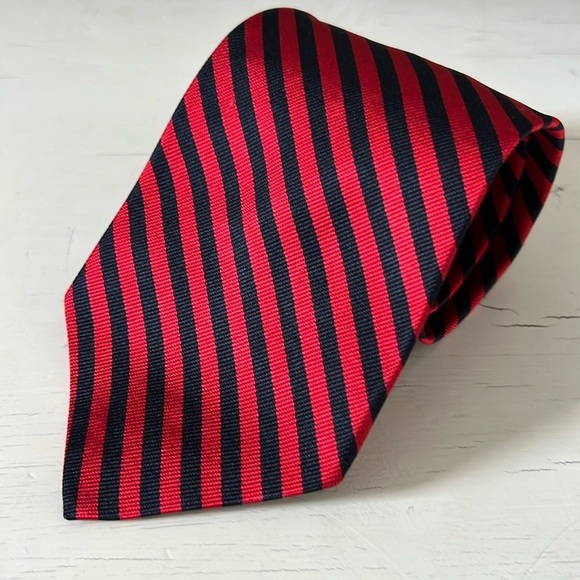 Brooks Brothers Makers Silk Tie Red Black Stripe - Picture 1 of 3